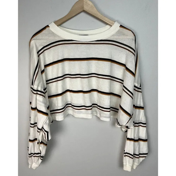 Out From Under Ella Long Sleeve Tee In Neutral Multi Cotton Size Small Women’s - Picture 2 of 6